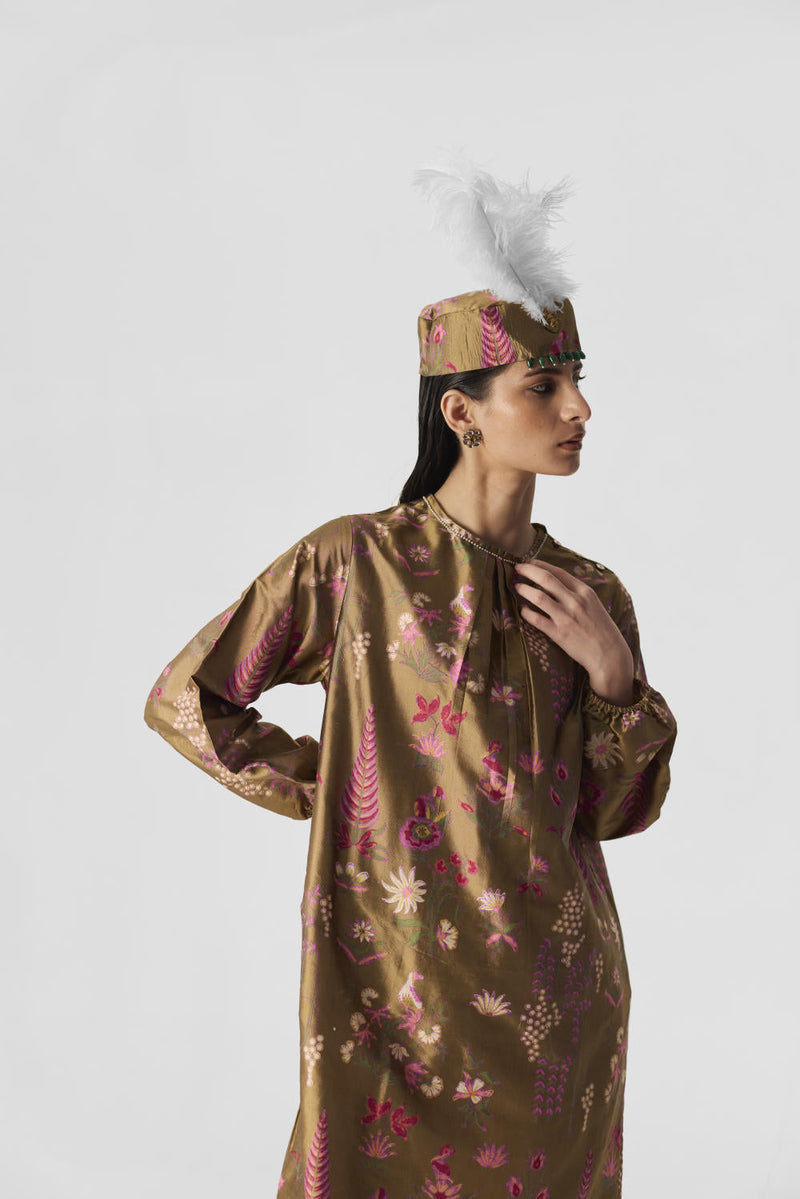 BAHAR PINK KURTA SET silk by Yam in multi color for women Worldwide