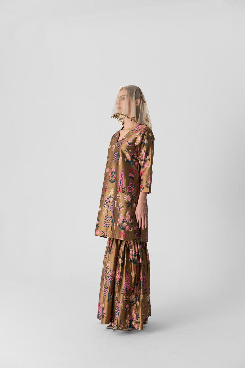 BAHAR SHARARA SET silk by Yam in multi color for women Worldwide