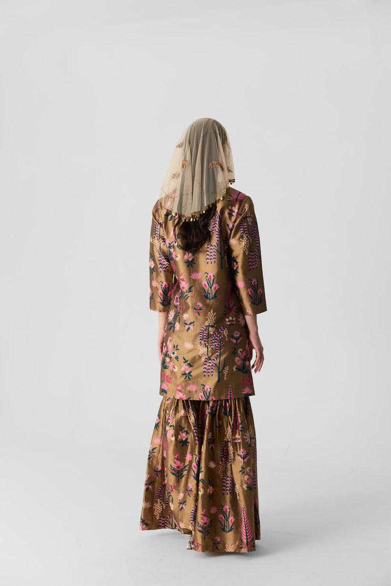 BAHAR SHARARA SET silk by Yam in multi color for women Worldwide