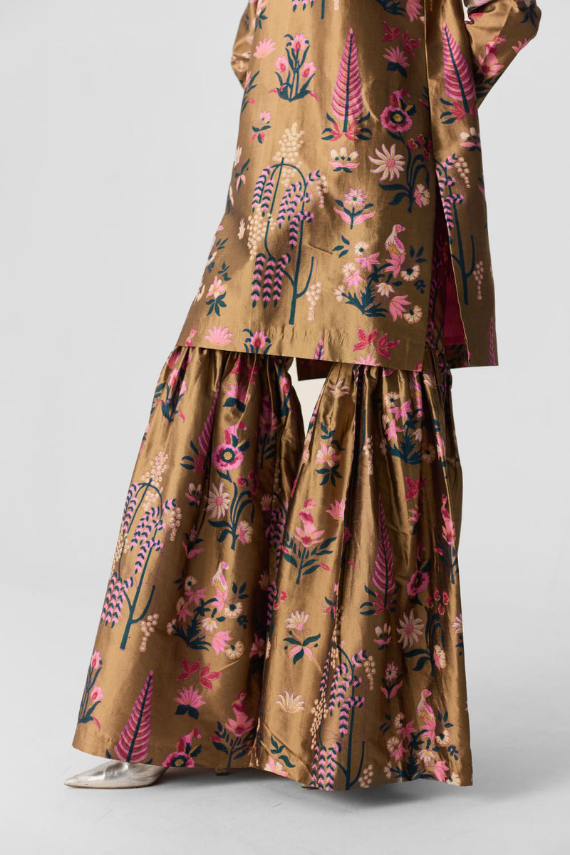 BAHAR SHARARA SET silk by Yam in multi color for women Worldwide