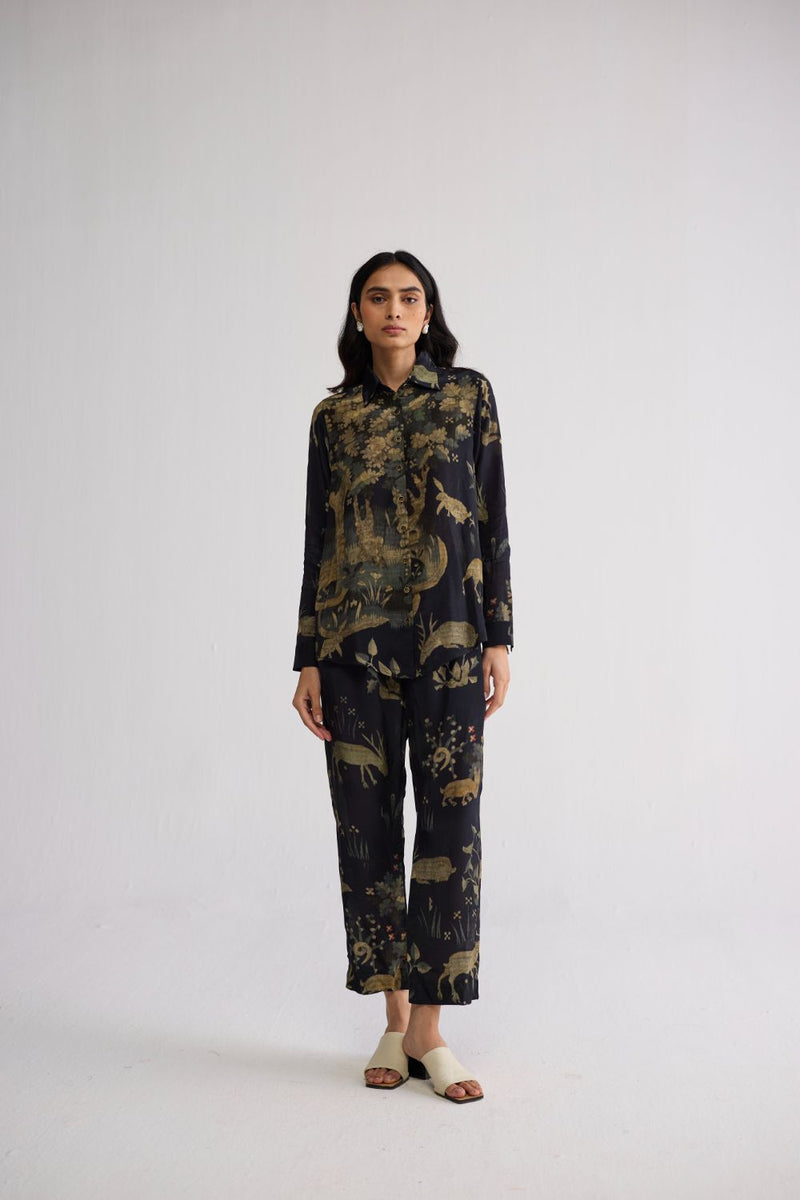 BANYAN CO-ORD SET crepe co-ord set by YAM in all-black for women Worldwide