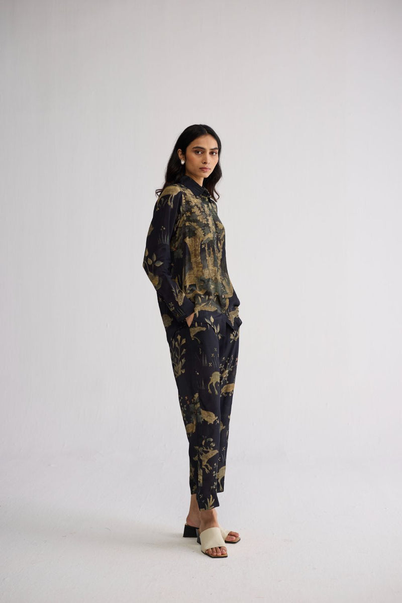 BANYAN CO-ORD SET crepe co-ord set by YAM in all-black for women Worldwide