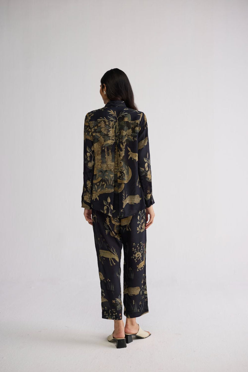 BANYAN CO-ORD SET crepe co-ord set by YAM in all-black for women Worldwide
