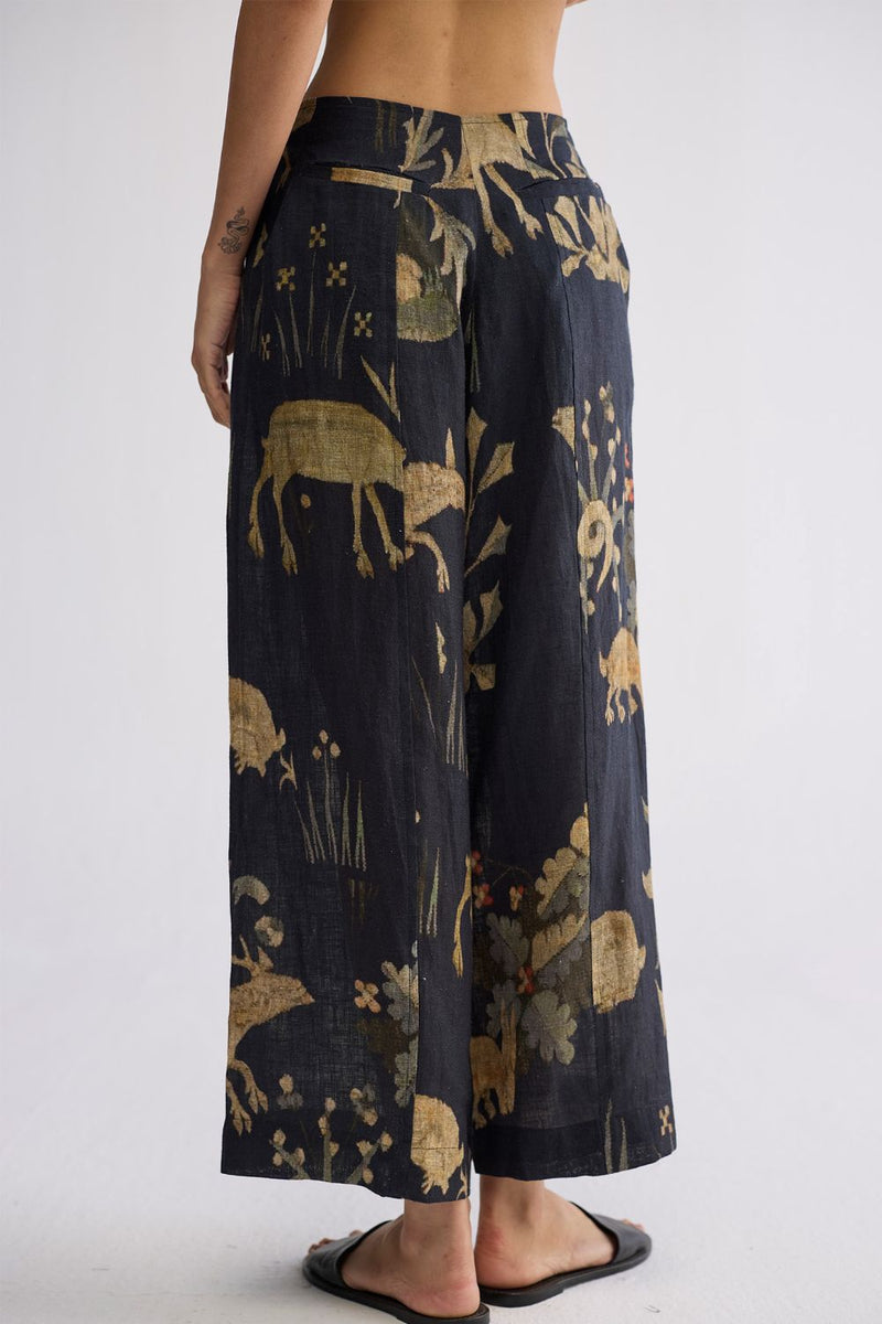 BANYAN HALTERNECK WAISTCOAT & PANTS SET linen co-ord set by YAM in all-black for women Worldwide