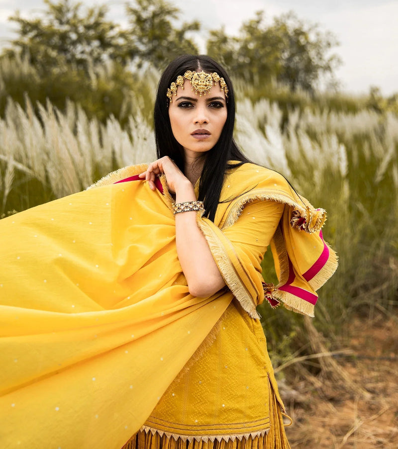 Basant Ghagri Lehenga Set by Khara Kapas for women Worldwide