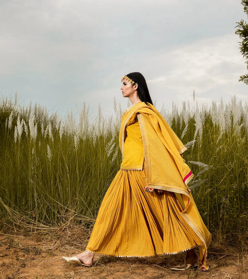 Basant Ghagri Lehenga Set by Khara Kapas for women Worldwide