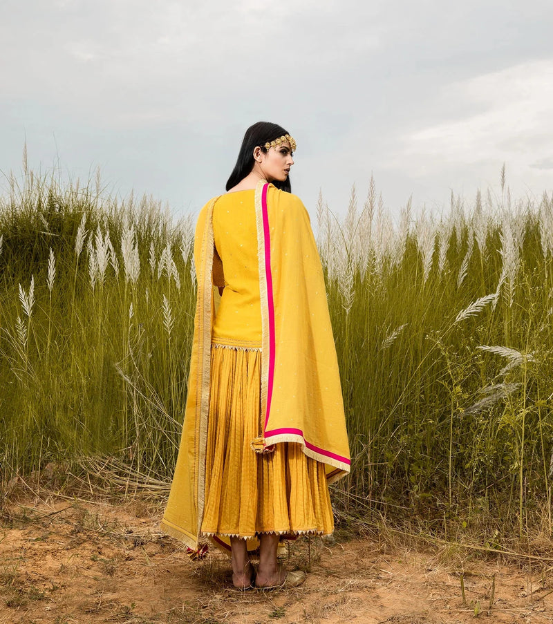 Basant Ghagri Lehenga Set by Khara Kapas for women Worldwide