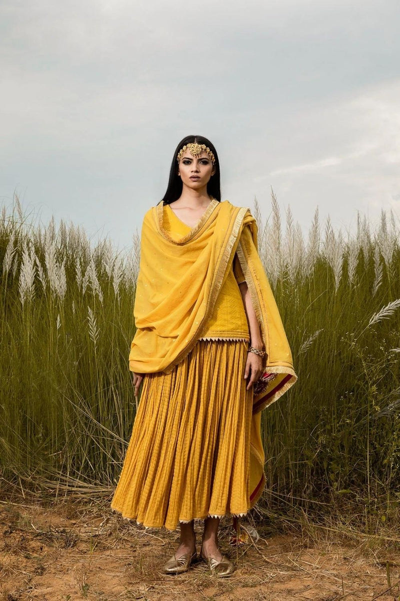 Basant Ghagri Lehenga Set by Khara Kapas for women Worldwide