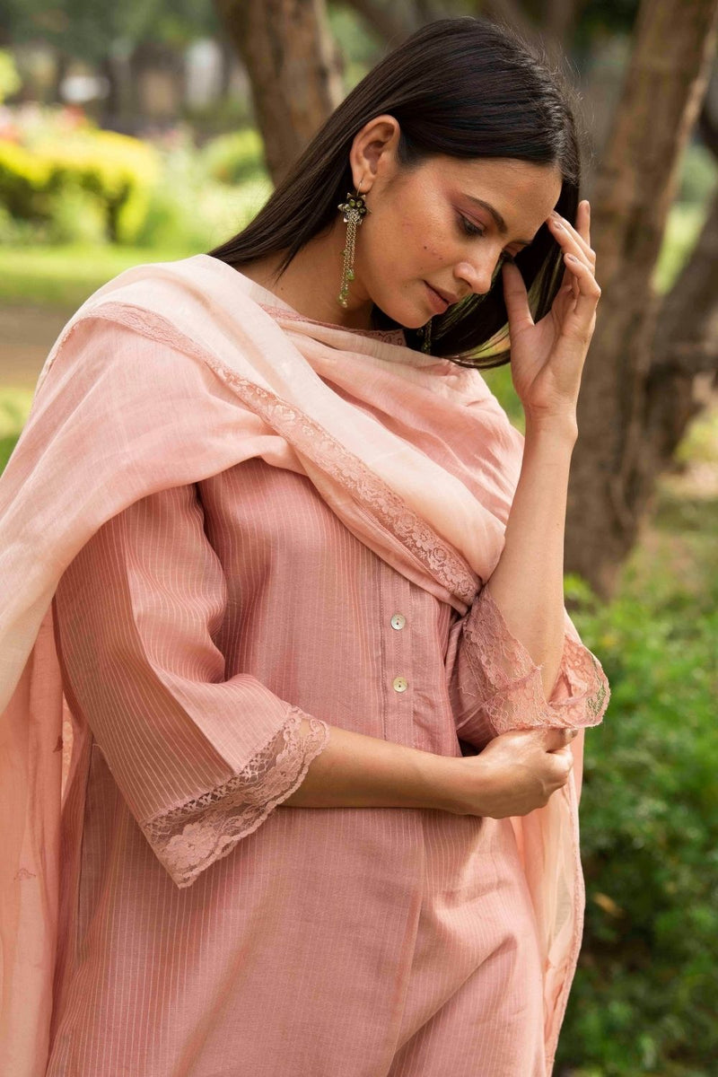 Basanti Biscuit colour Kurta Set by Priti Prashant for women Worldwide