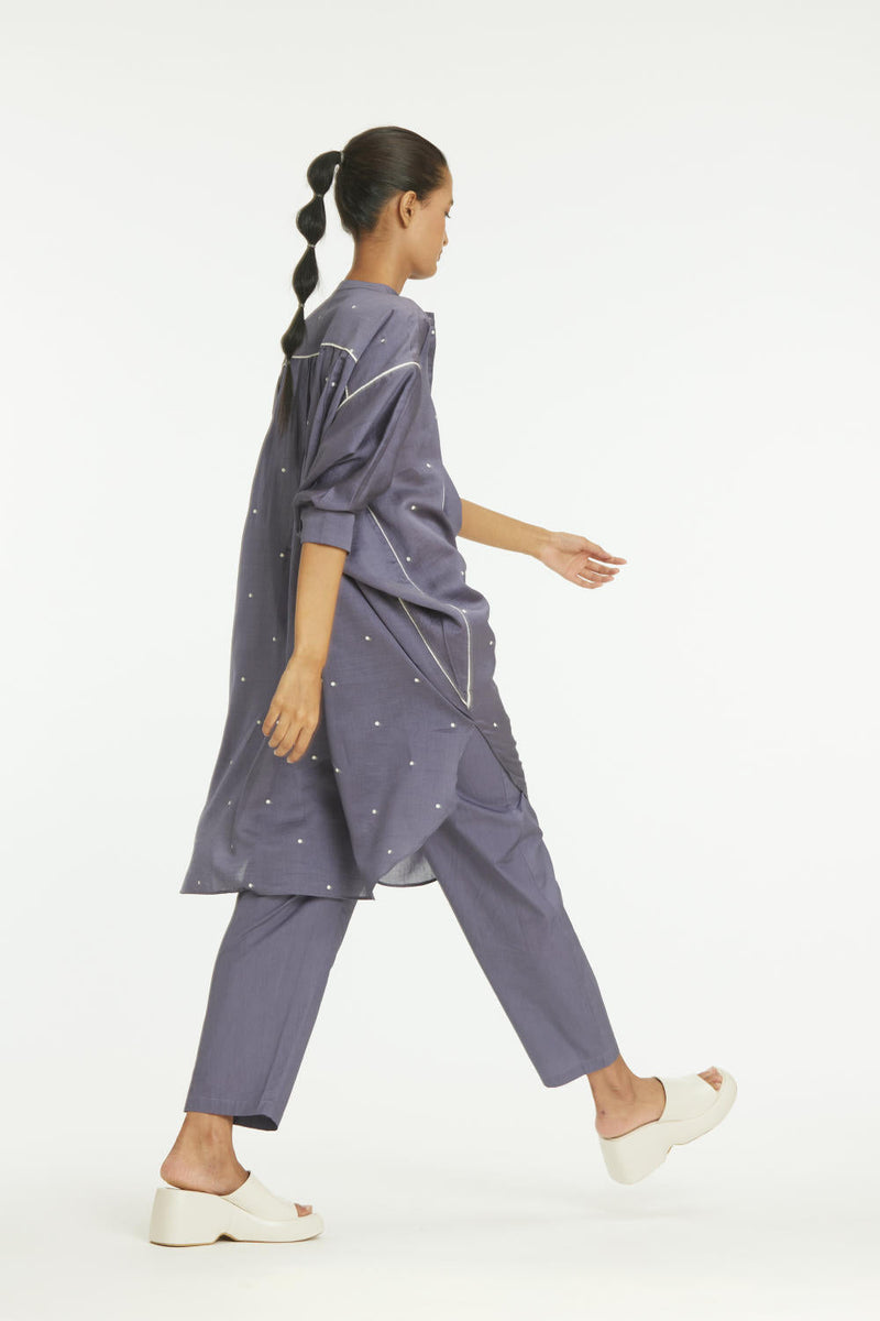 Bat Sleeve Shirt Co-ord Violet Polka Co-ord Set,Bottoms,Top & Tunics by THREE for women Worldwide