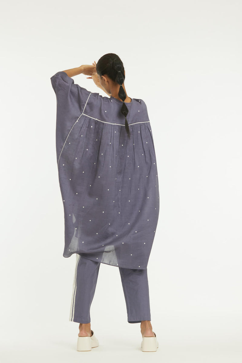 Bat Sleeve Shirt Co-ord Violet Polka Co-ord Set,Bottoms,Top & Tunics by THREE for women Worldwide