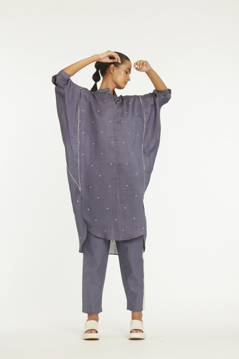 Bat Sleeve Shirt Co-ord Violet Polka Co-ord Set,Bottoms,Top & Tunics by THREE for women Worldwide