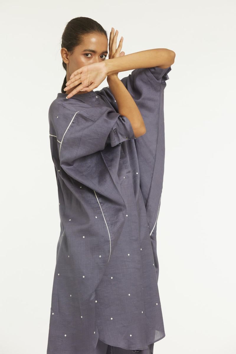 Bat Sleeve Shirt Co-ord Violet Polka Co-ord Set,Bottoms,Top & Tunics by THREE for women Worldwide
