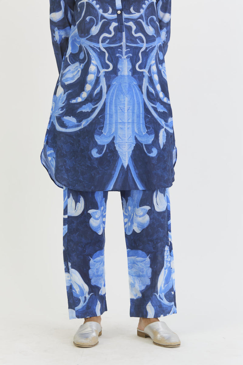 BILBERRY SHORT KURTA SET cotton by Yam in blue color for women Worldwide