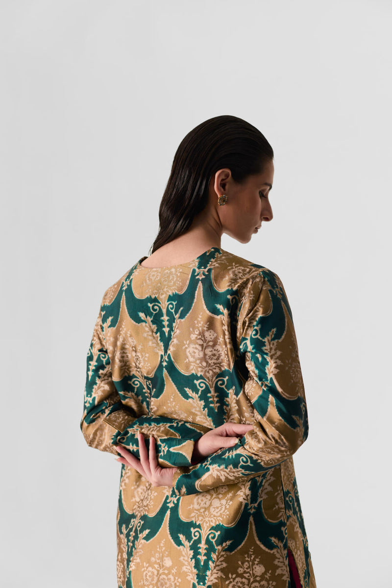BIYU V NECK KURTA SET silk by Yam in multi color for women Worldwide