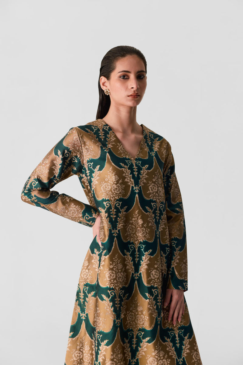 BIYU V NECK KURTA SET silk by Yam in multi color for women Worldwide
