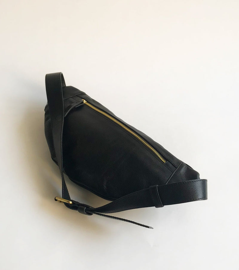 Black fanny pack by Khara Kapas for women Worldwide