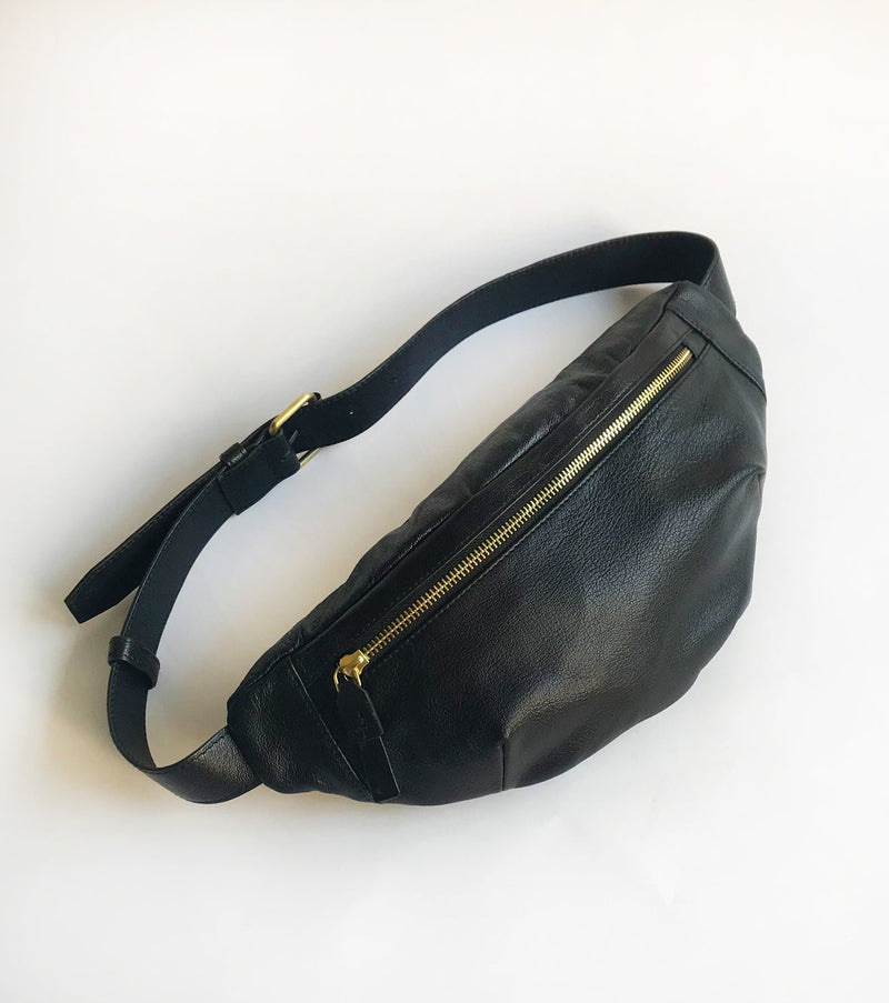 Black fanny pack by Khara Kapas for women Worldwide