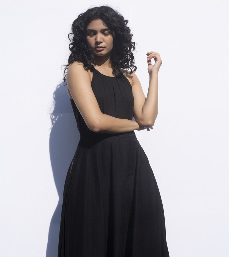 Black Leopard Dress by Khara Kapas in black for women Worldwide