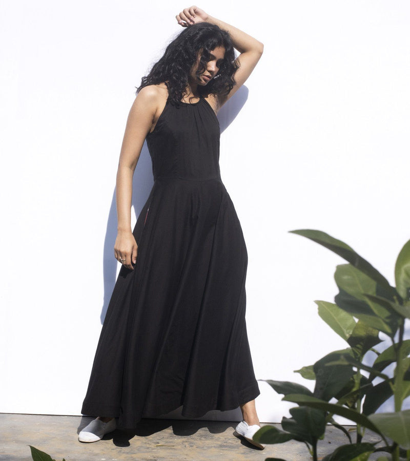 Black Leopard Dress by Khara Kapas in black for women Worldwide