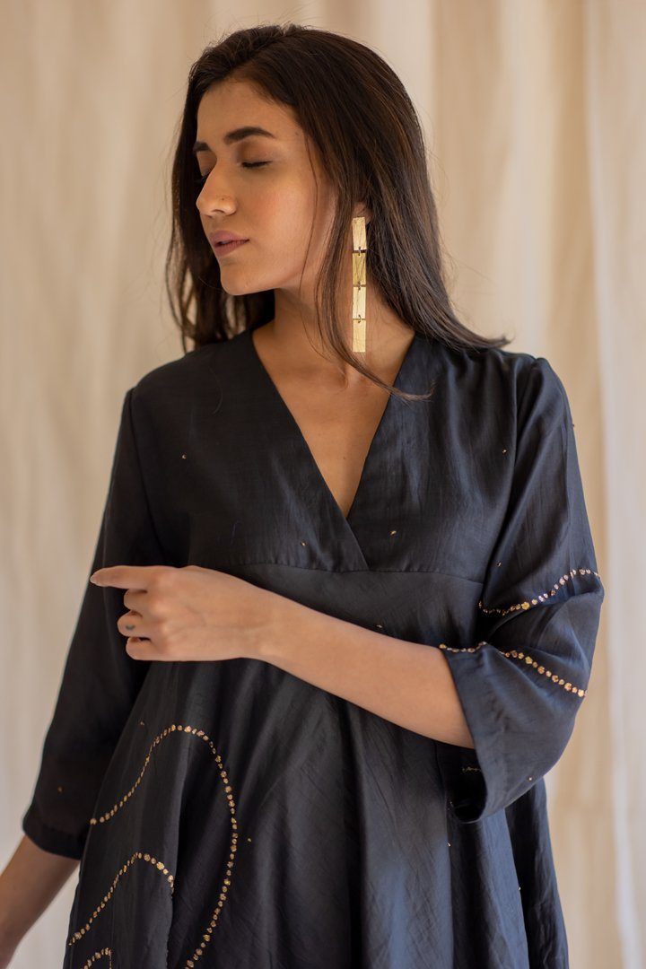 Black Maheem Kurta Set by Nirjara for women Worldwide