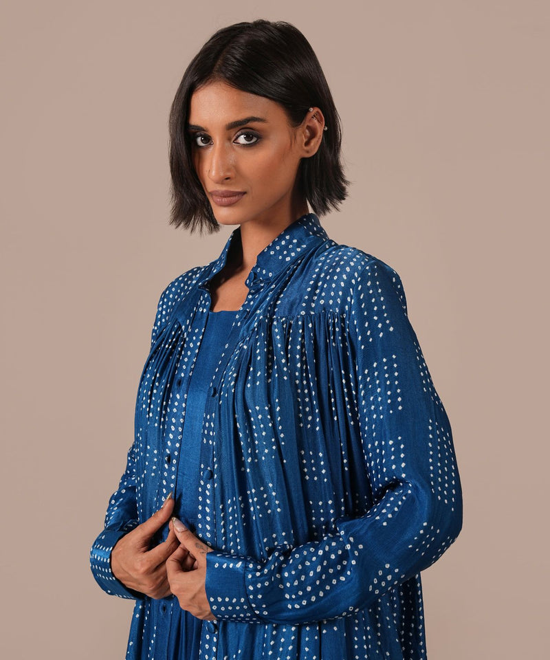 BLOOMING AURA SET silk by Indigo Dreams in blue color for women Worldwide