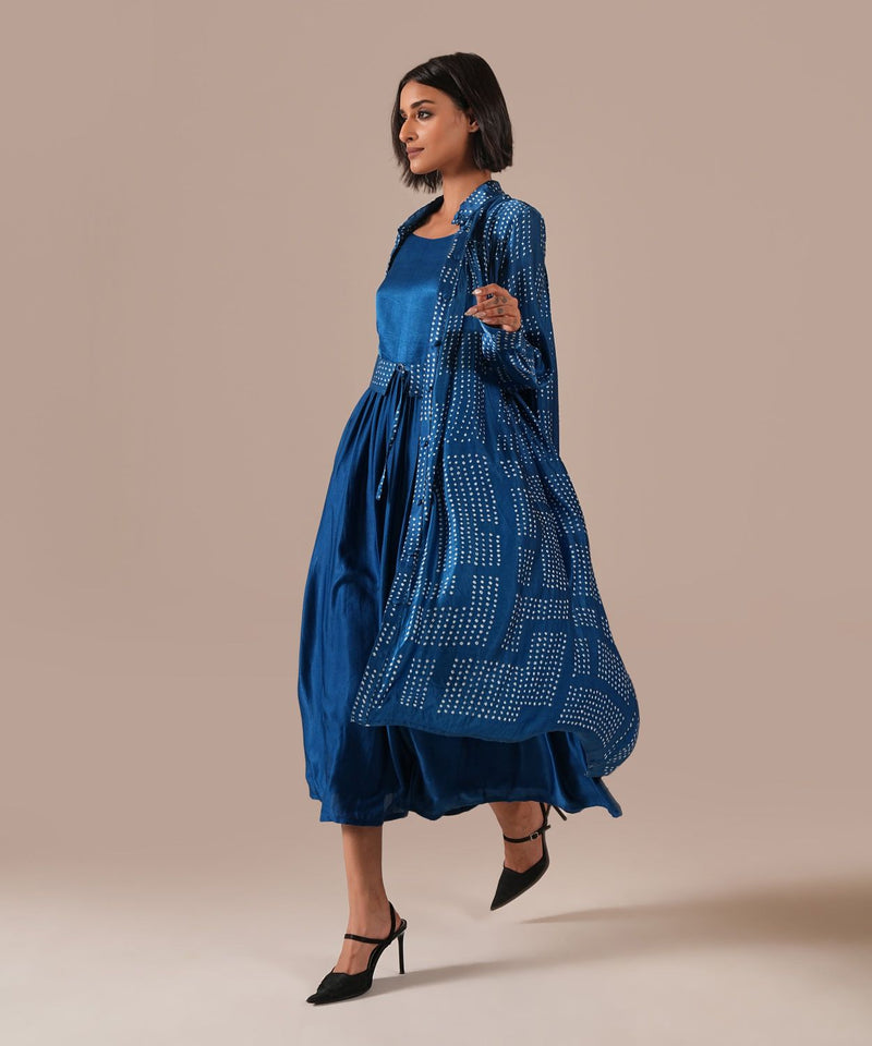 BLOOMING AURA SET silk by Indigo Dreams in blue color for women Worldwide
