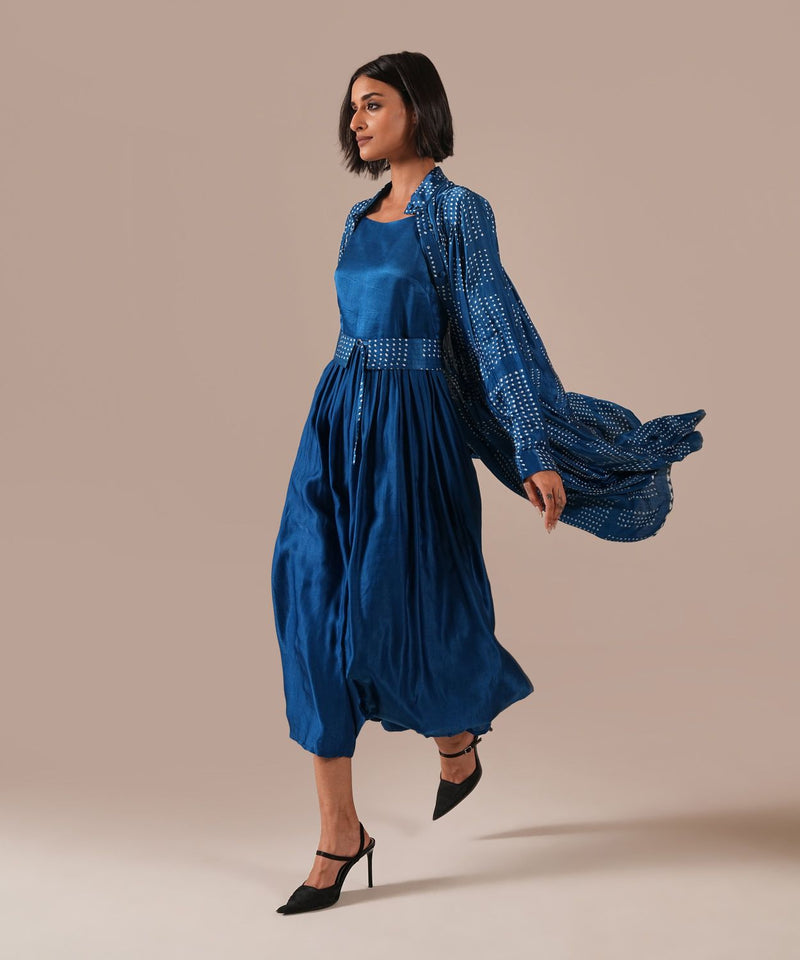 BLOOMING AURA SET silk by Indigo Dreams in blue color for women Worldwide