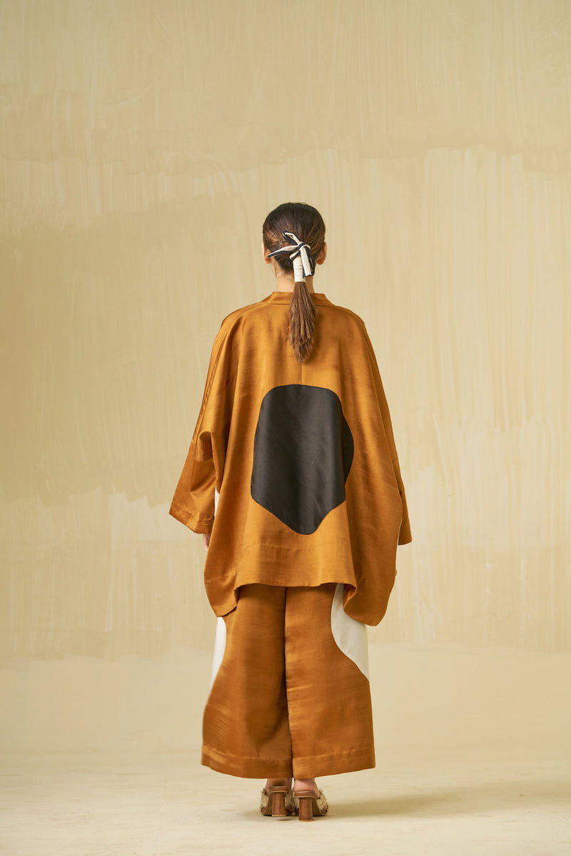 Blossom Jacket-Honey + Silver + Black satin linen jacket/overlay by Stoique in honey, silver, black for women Worldwide