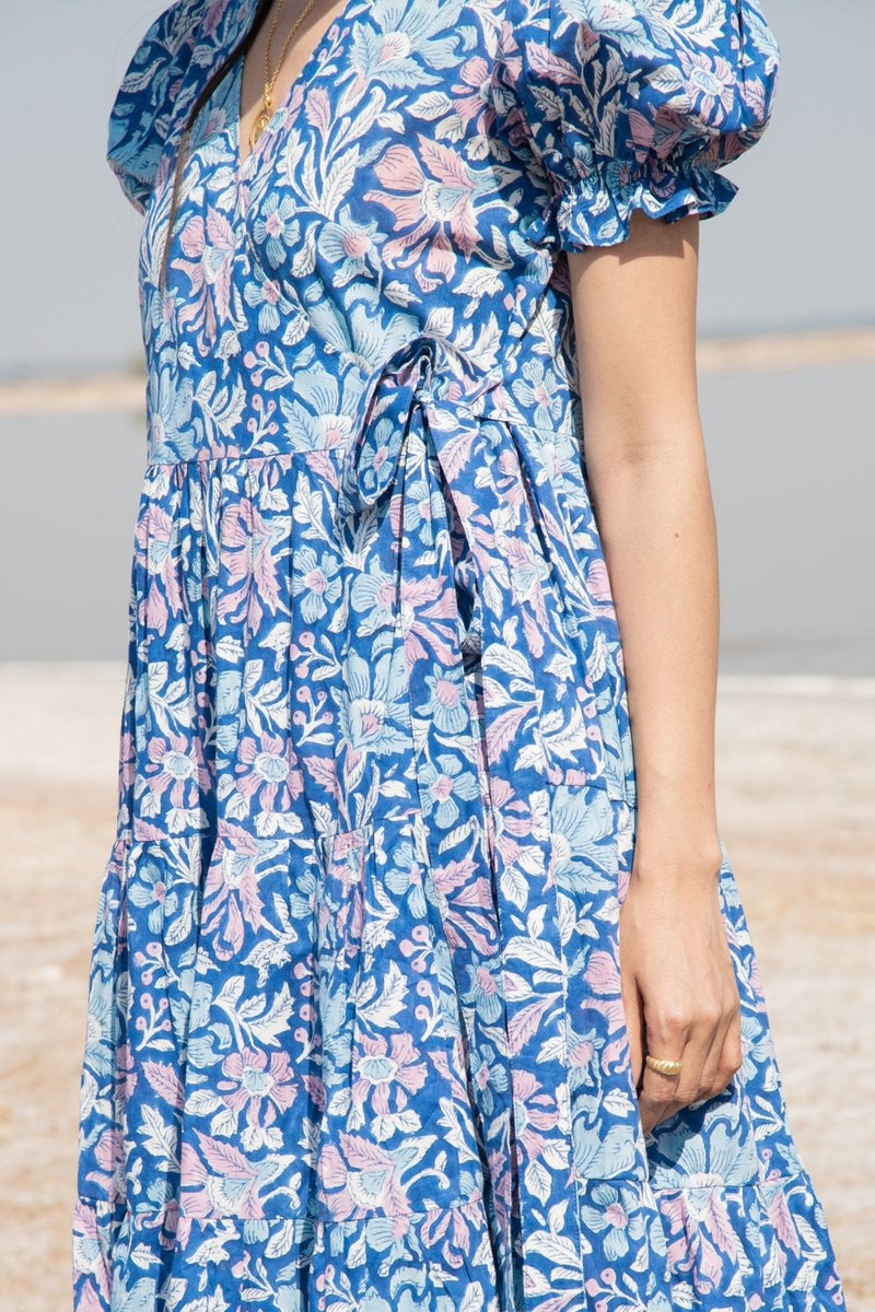 Blue Lagoon Tier Wrap Dress Top & Tunics,Dress by Marche for women Worldwide