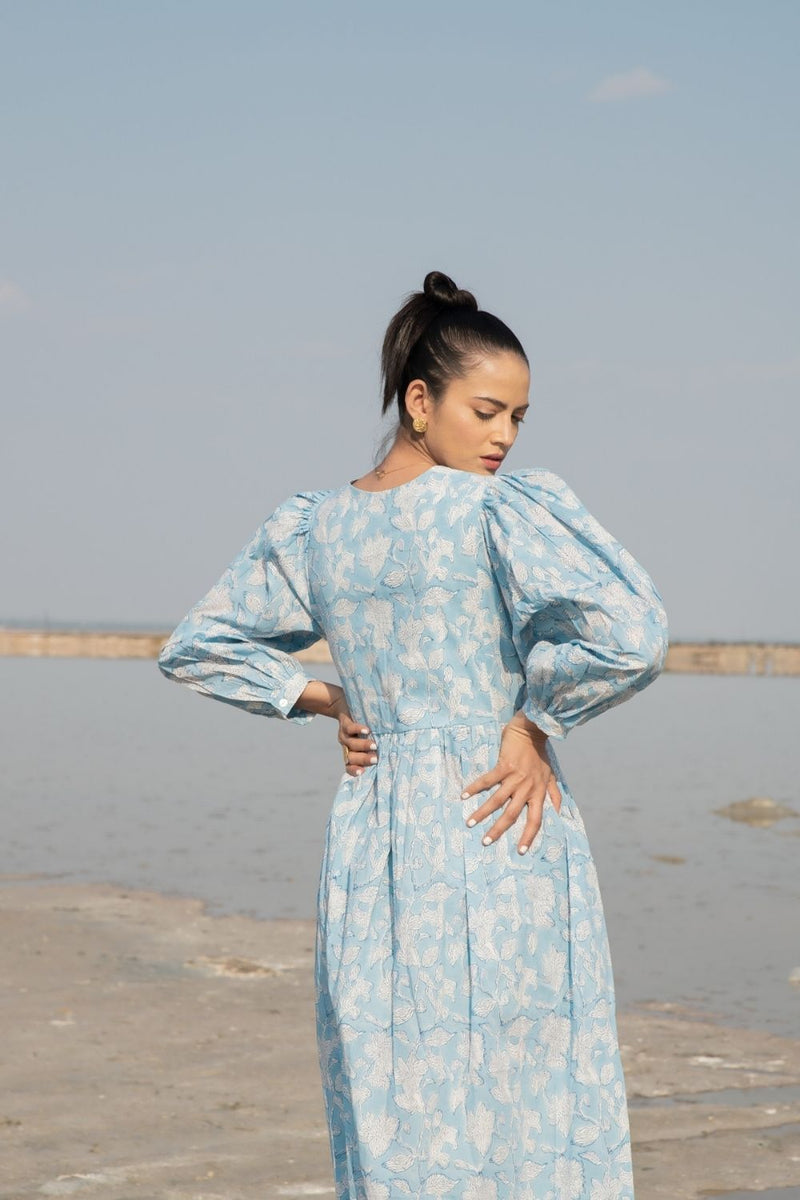 Blue Lilies Gather Dress Top & Tunics,Dress by Marche for women Worldwide