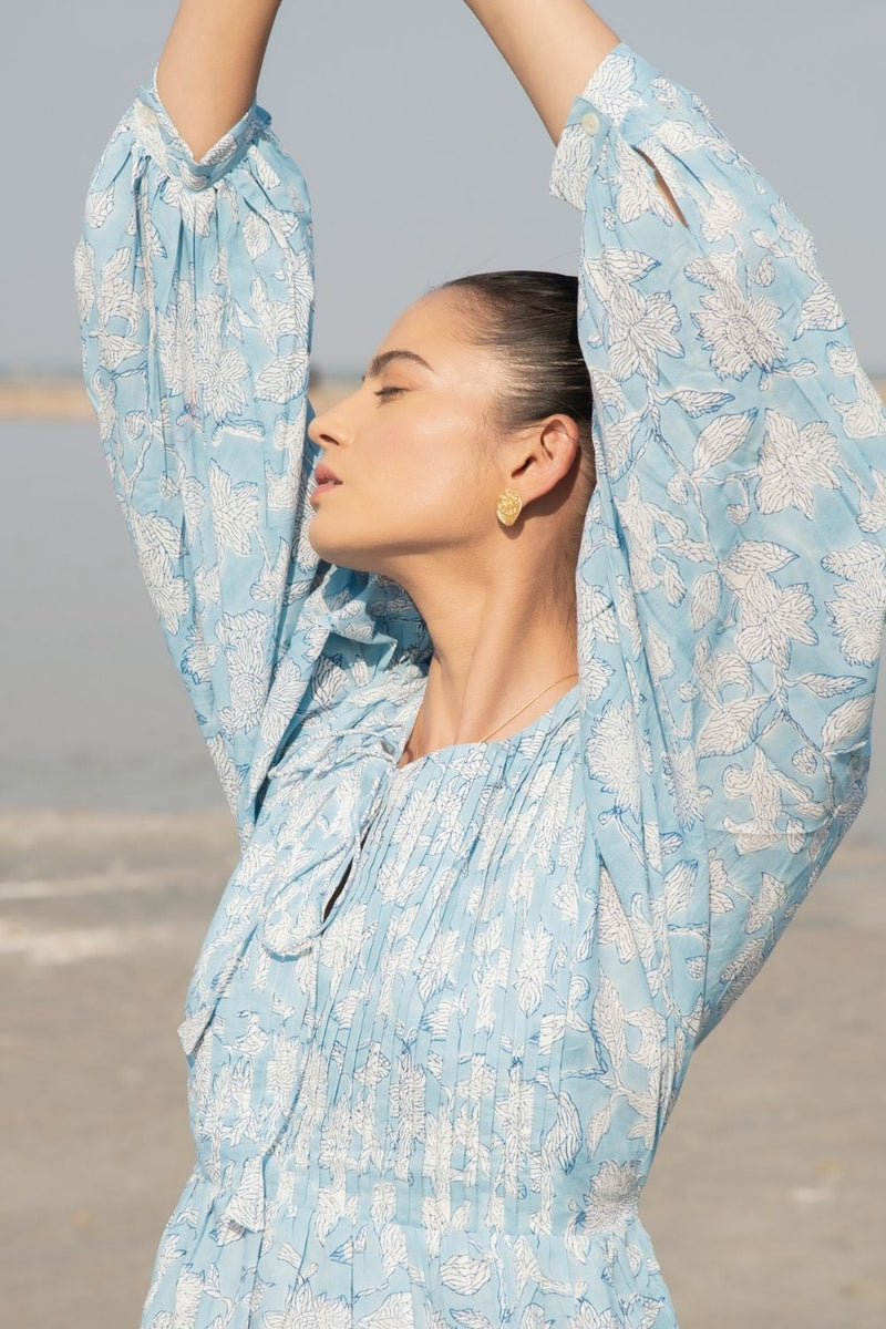 Blue Lilies Gather Dress Top & Tunics,Dress by Marche for women Worldwide