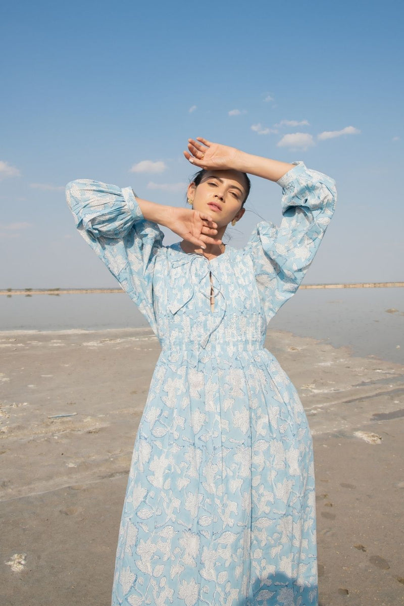 Blue Lilies Gather Dress Top & Tunics,Dress by Marche for women Worldwide