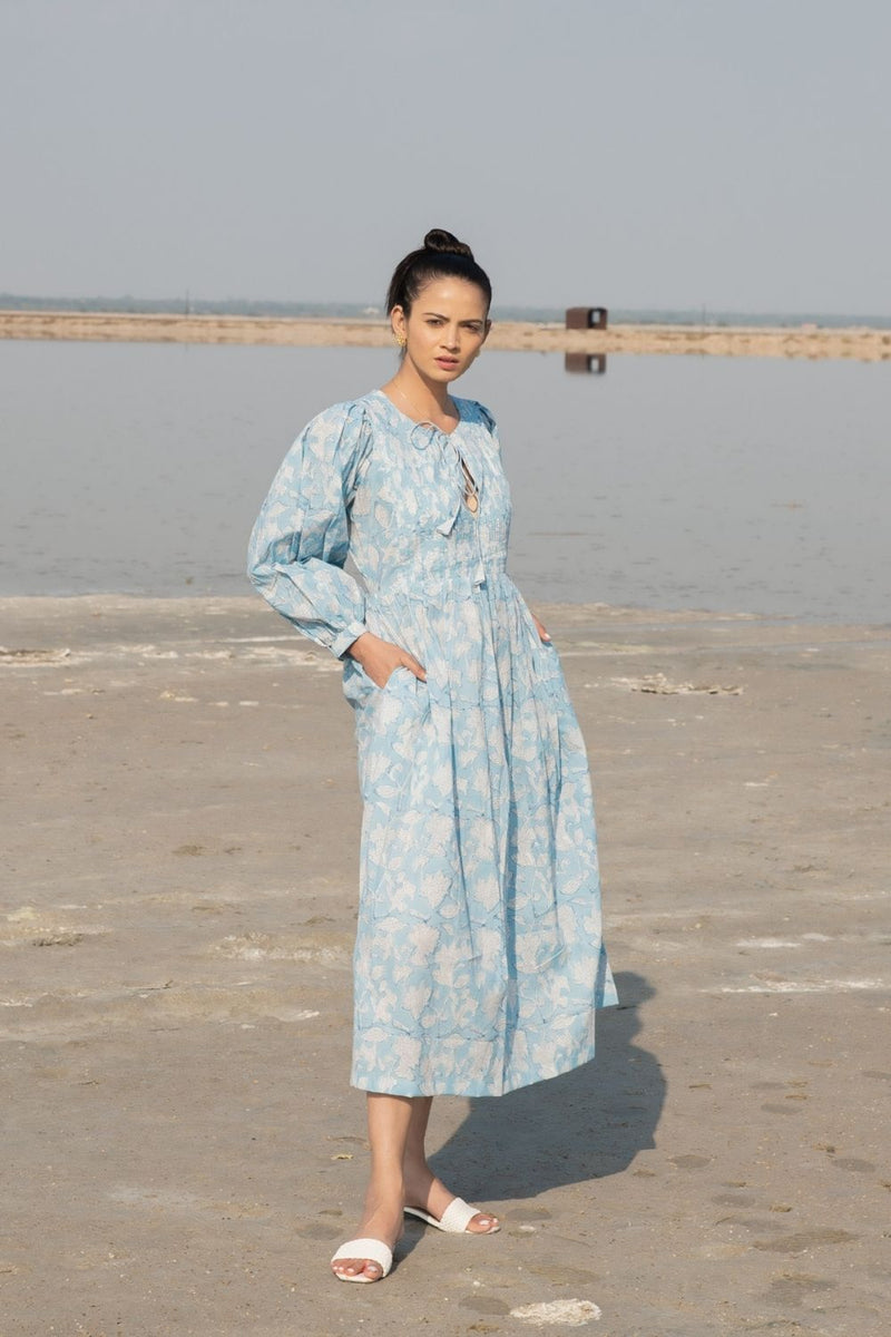 Blue Lilies Gather Dress Top & Tunics,Dress by Marche for women Worldwide
