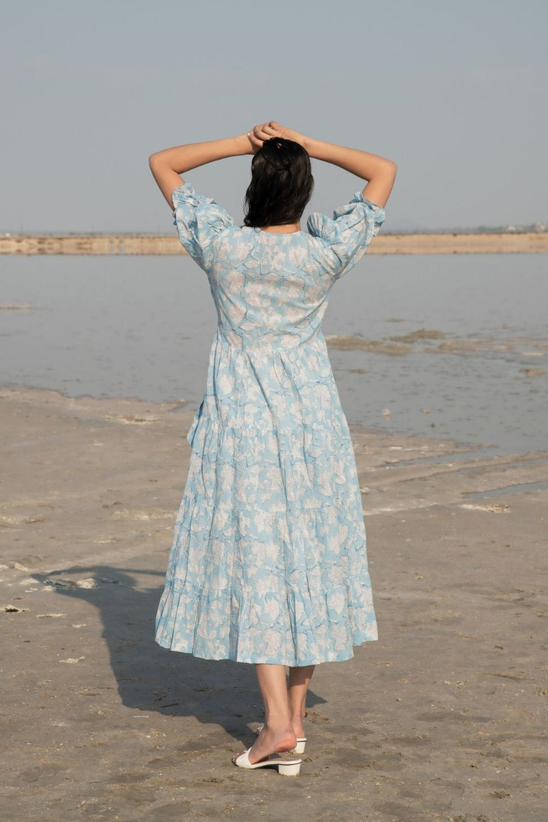 Blue Lilies Tier Wrap Dress Top & Tunics,Dress by Marche for women Worldwide