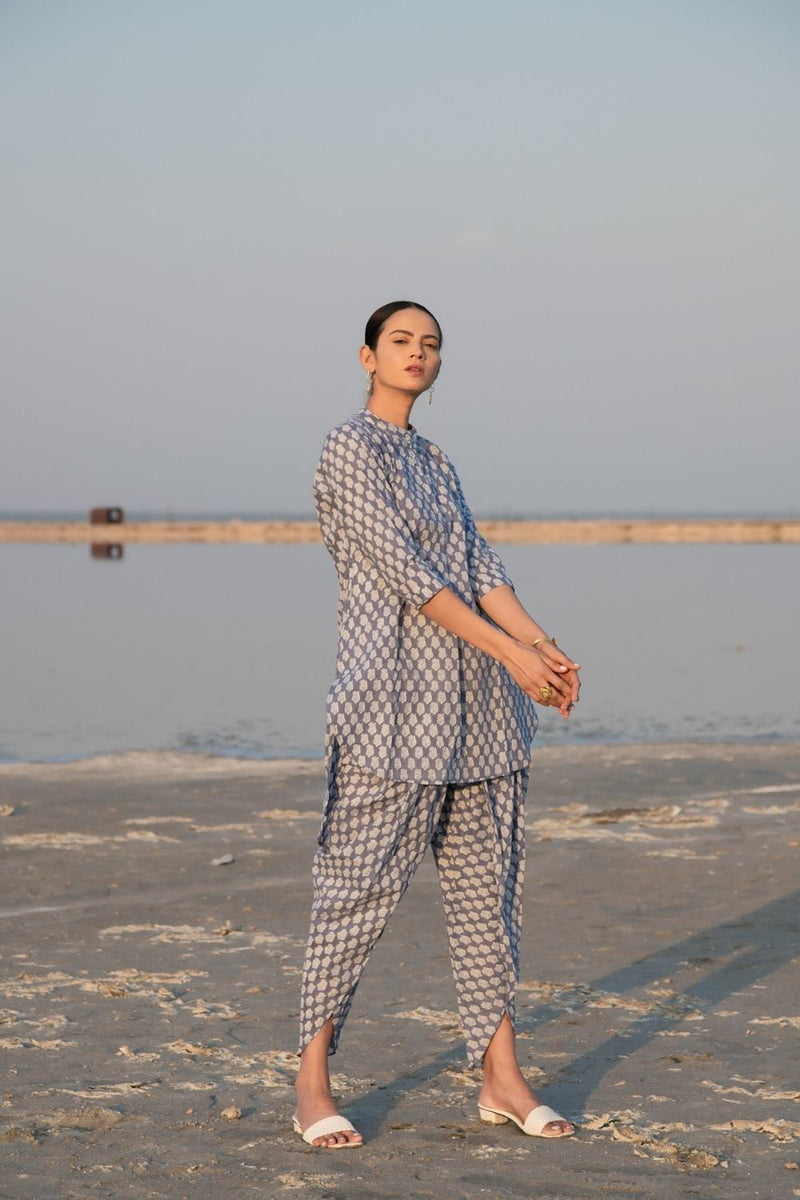 Blue Lotus Dhoti Co-Ord Set Co-ord Set by Marche for women Worldwide