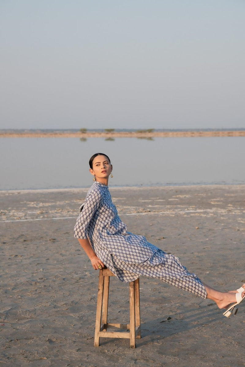 Blue Lotus Dhoti Co-Ord Set Co-ord Set by Marche for women Worldwide