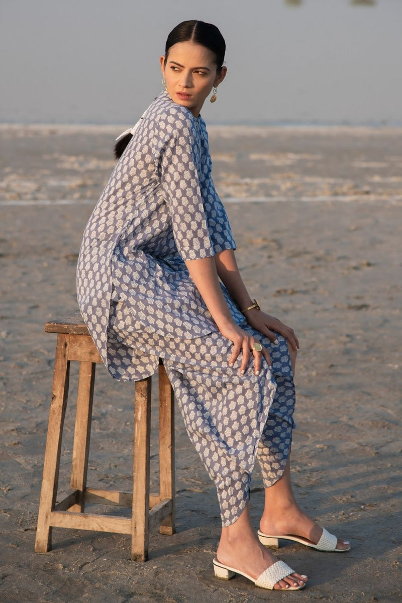 Blue Lotus Dhoti Co-Ord Set Co-ord Set by Marche for women Worldwide