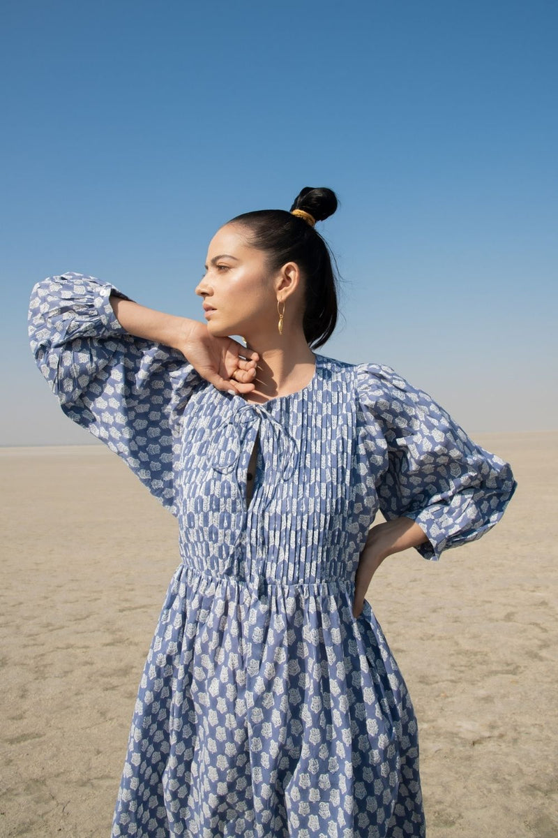 Blue Lotus Gather Dress Top & Tunics,Dress by Marche for women Worldwide