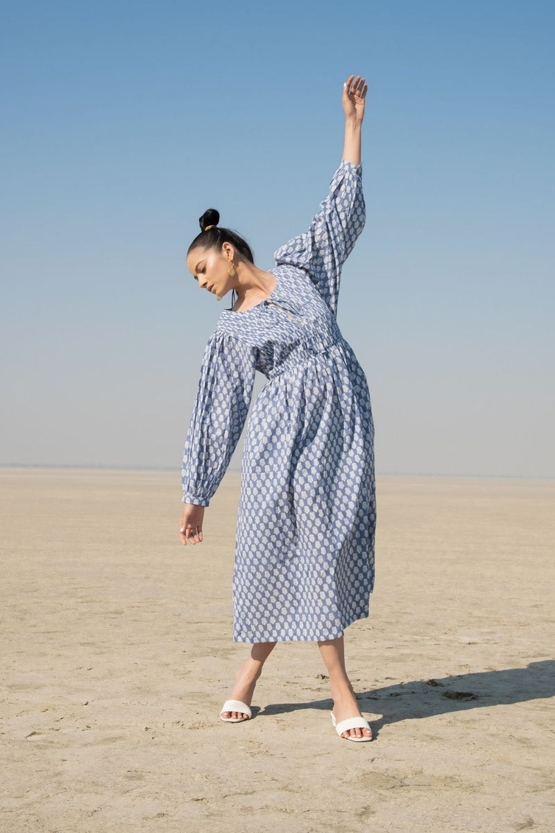 Blue Lotus Gather Dress Top & Tunics,Dress by Marche for women Worldwide