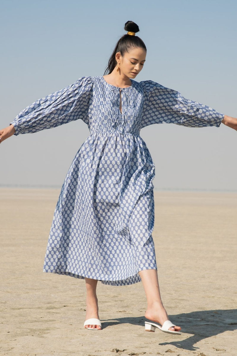 Blue Lotus Gather Dress Top & Tunics,Dress by Marche for women Worldwide