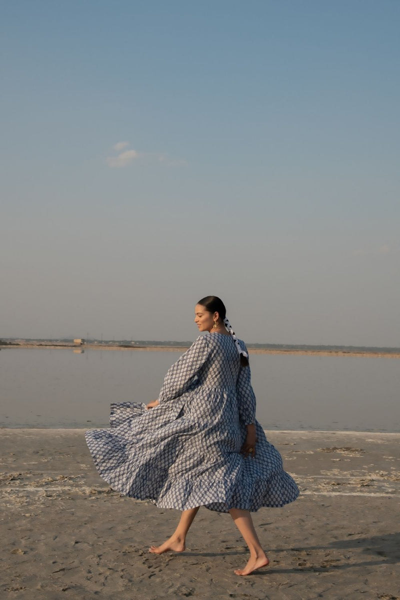 Blue Lotus Tier Wrap Dress Top & Tunics,Dress by Marche for women Worldwide