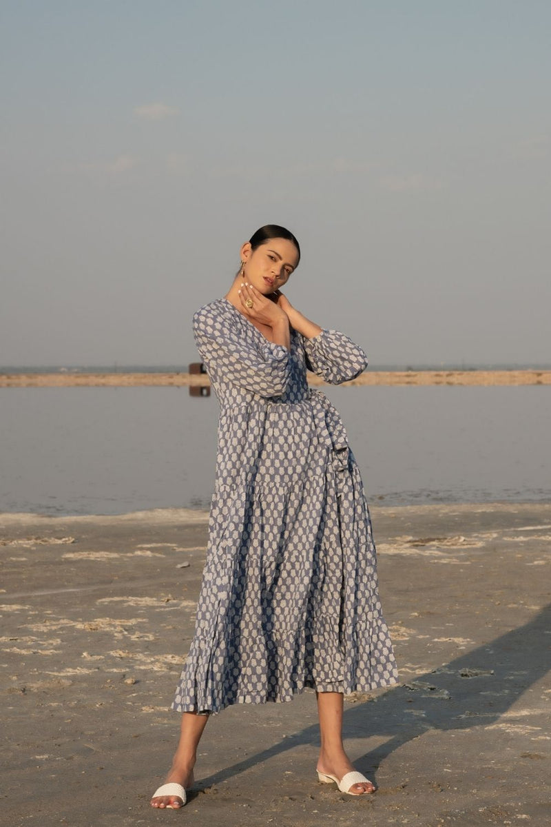 Blue Lotus Tier Wrap Dress Top & Tunics,Dress by Marche for women Worldwide