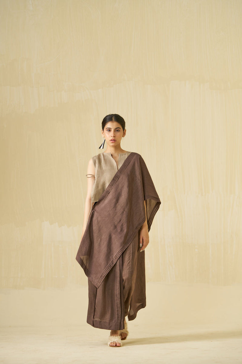 Bluebird Dress-Cocoa mysore silk dress by Stoique in cocoa for women Worldwide