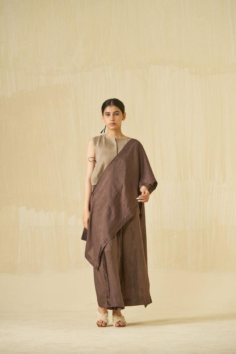 Bluebird Dress-Cocoa mysore silk dress by Stoique in cocoa for women Worldwide