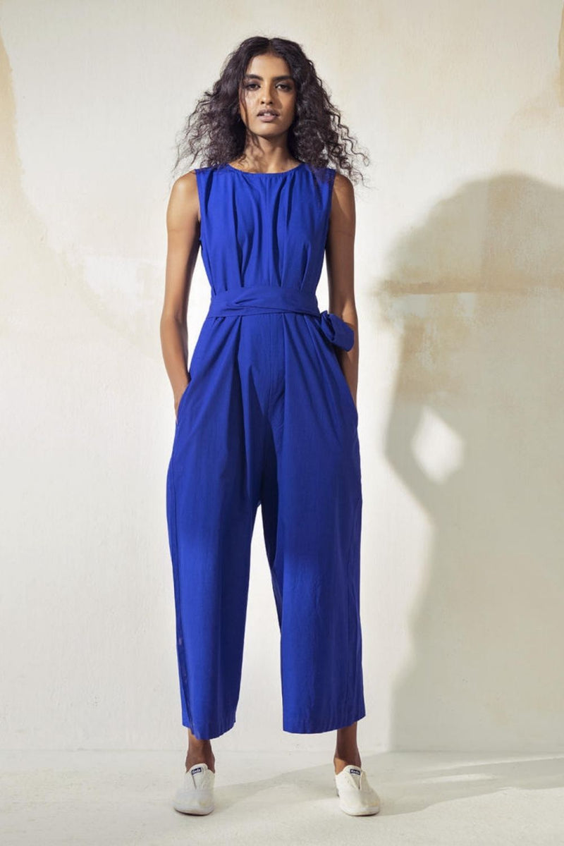 Bluish Blue Jumpsuits by Khara Kapas for women Worldwide