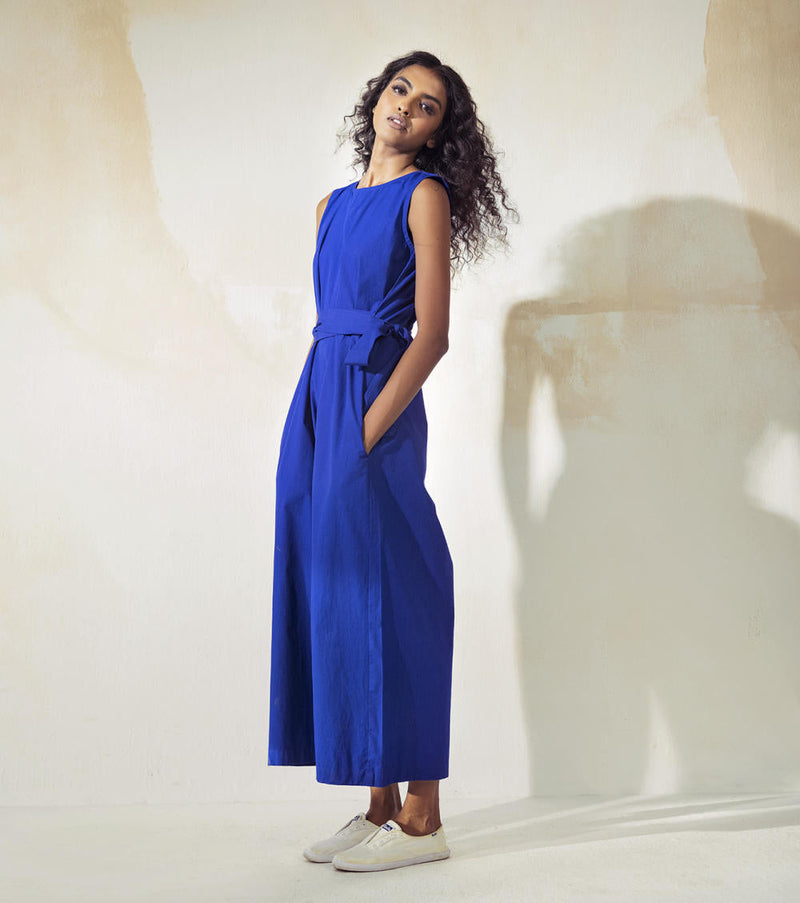 Bluish Blue Jumpsuits by Khara Kapas for women Worldwide