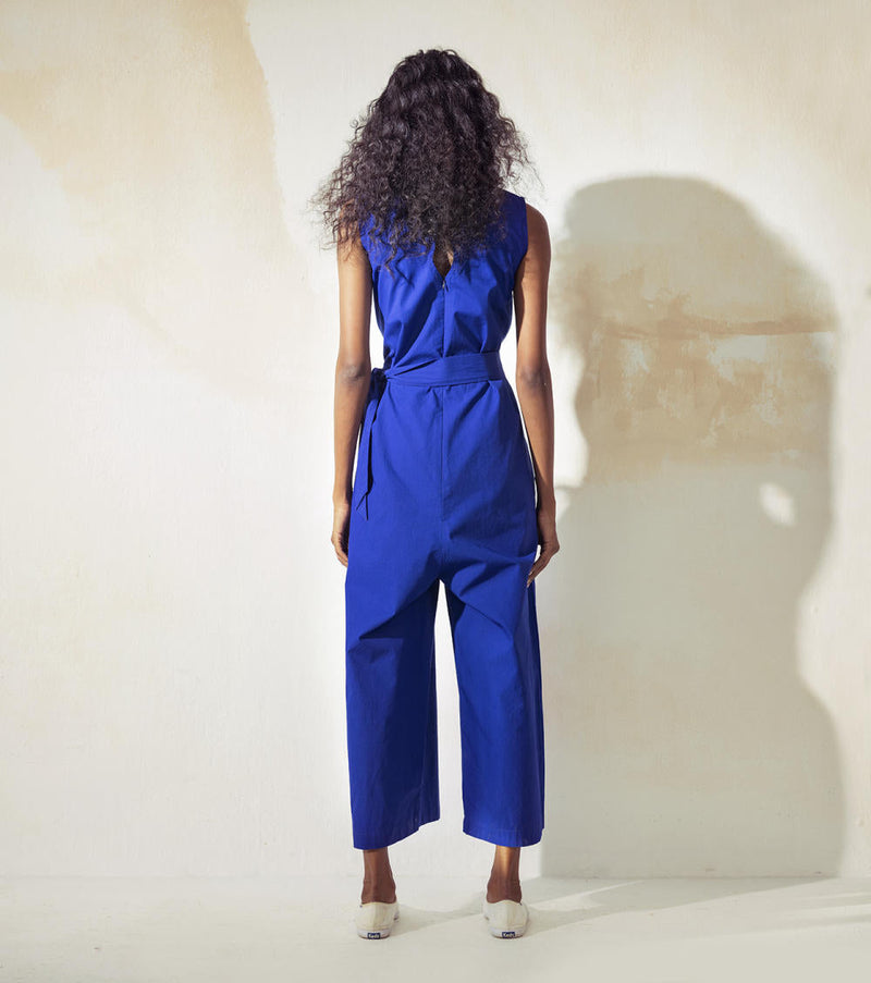 Bluish Blue Jumpsuits by Khara Kapas for women Worldwide