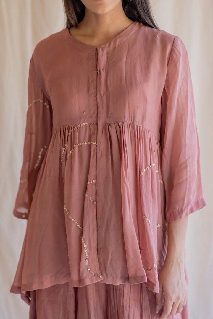 Blush Nayab Gharara Set by Nirjara for women Worldwide
