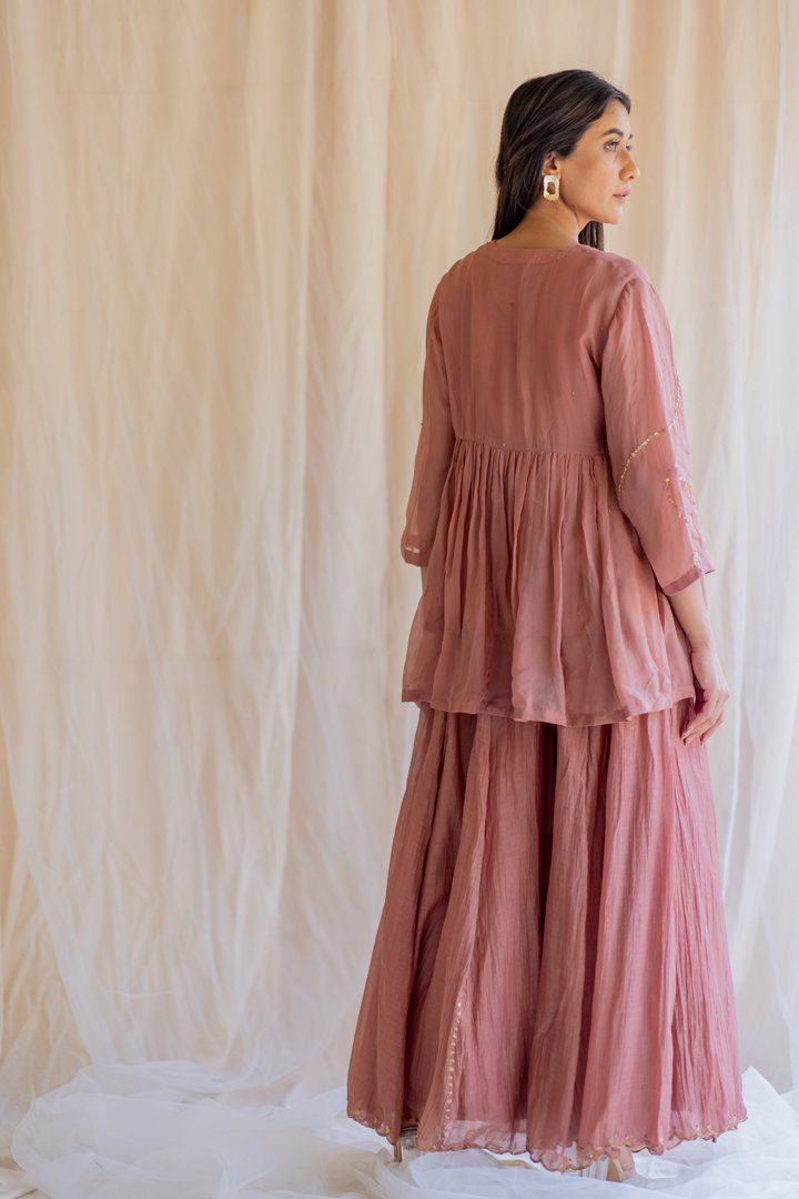 Blush Nayab Gharara Set by Nirjara for women Worldwide